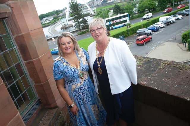 Newly elected Mayor, Councillor Sandra Duffy, with the new Deputy Mayor, Angela Dobbins.