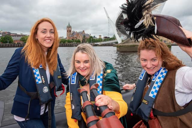 ayor of Derry and Strabane, Councillor Sandra Duffy, joined Lily of the Lough Shauna O’Neill and the Pirate Queen Granuaile today for the official launch of the Foyle Maritime Festival programme, which runs from July 20-24 2022 with a whole host of fun on the Foyle.