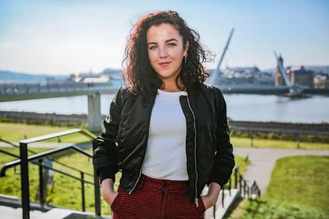 Jamie-Lee O'Donnell in Derry by the peace bridge.