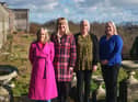 Ceathar Cailíní Dhoire, Claire Nic Ruairí, Mary Durkan, Ciara Nic Lochlann and Mary Nic Ailín at their Alma Mater, the old Thornhill College. The Derry Girls feature in a new documentary which will air on BBC2NI on Monday night about the life of the 'real ' Derry Girls.