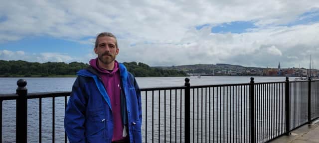 Emmet McIntyre at the spot where he rescued two people from the Foyle in recent months. Emmet says the new safety railings mean getting people out of the water is near impossible.