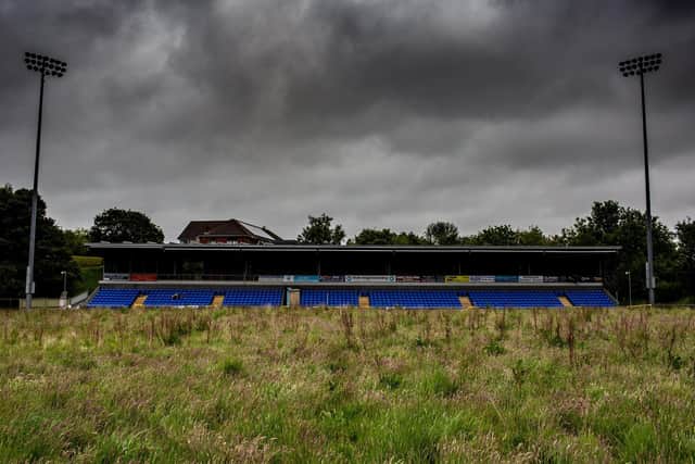 Pictured in 2020 the main stand at Institute’s old Riverside Stadium ground. Picture by JPJPhotography
