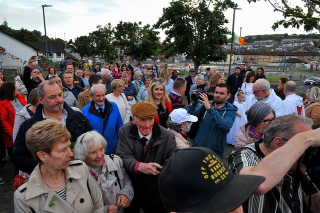Some of the attendance at the traditional Saint Colmcille Feast Day Blessing at St Columba’s Well in the Bogside, on Thursday evening last. Photograph: George Sweeney. DER2224GS – 037