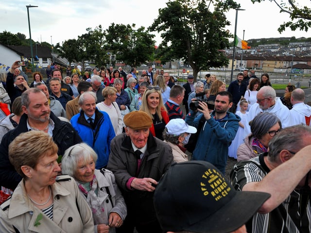 Some of the attendance at the traditional Saint Colmcille Feast Day Blessing at St Columba’s Well in the Bogside, on Thursday evening last. Photograph: George Sweeney. DER2224GS – 037