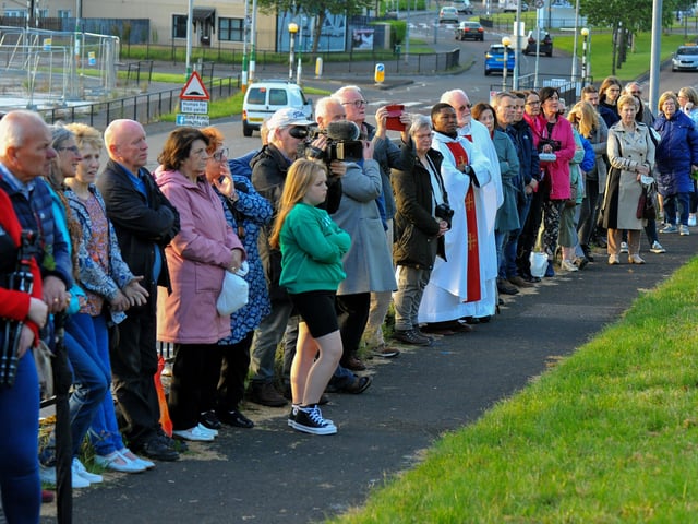 There was a good attendance at the ‘An Turas – The Journey’ celebratory pageant of the life and legacy of Saint Colmcille at the The Wells, in the Bogside, on Thursday evening last. Photograph: George Sweeney. DER2224GS – 052