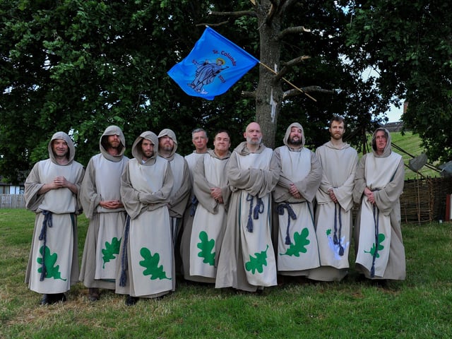 Performers who participated in the life and legacy of Saint Colmcille during  ‘An Turas – The Journey’ celebratory pageant held at the The Wells, in the Bogside, on Thursday evening last. Photograph: George Sweeney. DER2224GS – 039