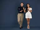 Soccer Aid presenter Dermot O'Leary and pitch-side reporter Alex Scott