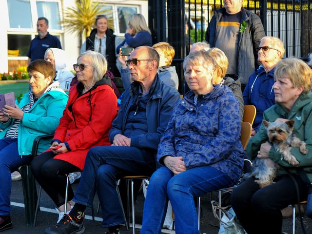 Some of the attendance at the ‘An Turas – The Journey’ celebratory pageant of the life and legacy of Saint Colmcille at the The Wells, in the Bogside, on Thursday evening last. Photograph: George Sweeney. DER2224GS – 053