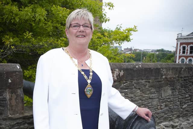 The new Deputy Mayor of Derry City and Strabane District Council, Angela Dobbins pictured yesterday evening at the Guildhall. (Photos: Jim McCafferty Photography)