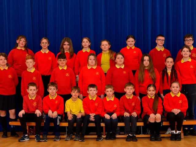 Mr O’Donnell’s P7 class at Steelstown Primary School. DER2220GS – 002