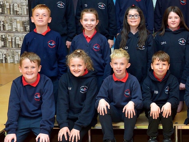 Mrs Malone's P7 class at St Oliver Plunkett Primary School. DER22019GS - 002