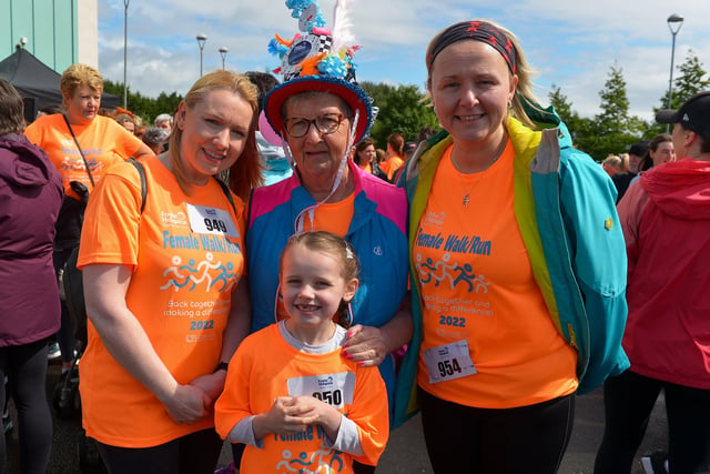Doherty family members Jennifer, Grace Kathleen and Erin took part in the Foyle Hospice Female Walk / Run on Sunday morning last. Photograph: George Sweeney. DER2225GS – 006