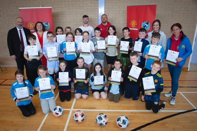 Oakgrove Primary School pupils pictured after receiving their certificates on Friday morning. Picture by Jim McCafferty Photography