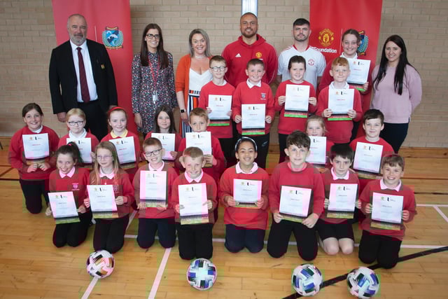 Drumahoe Primary School pupils pictured after receiving their certificates on Friday morning. Picture by Jim McCafferty Photography