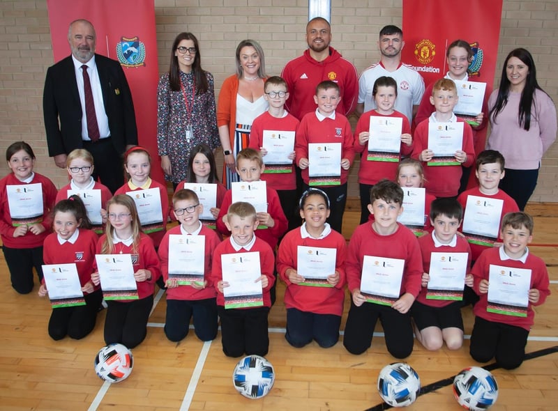 Drumahoe Primary School pupils pictured after receiving their certificates on Friday morning. Picture by Jim McCafferty Photography