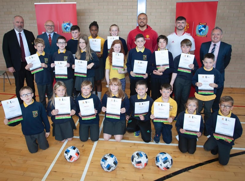 Ebrington Primary School pupils pictured after receiving their certificates on Friday morning. Picture by Jim McCafferty Photography