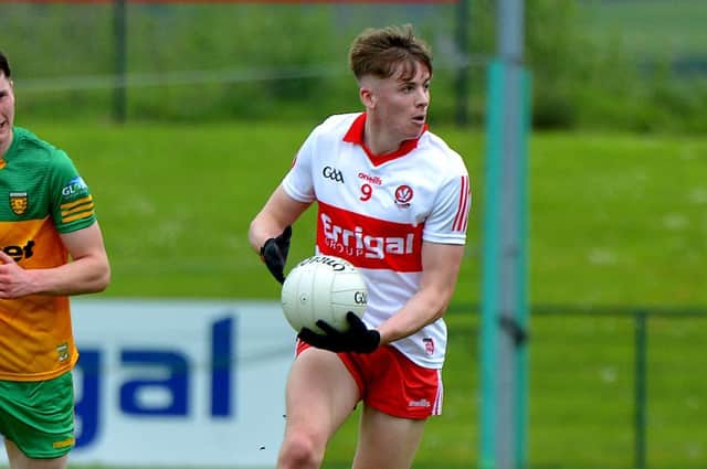 CRUCIAL SCORE . . . Ruairi Forbes was in superb form against Cork, hitting a crucial point within seconds of the second half restart. (Photo: George Sweeney)