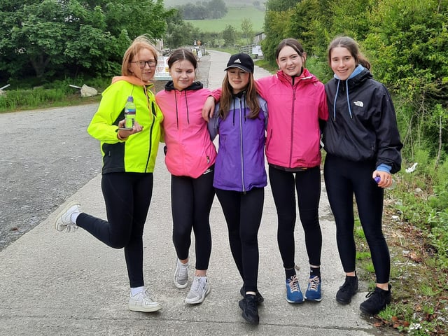 Aine, Bronagh and Evi Moran with Grace Hutcheon and Phoebe Kileen