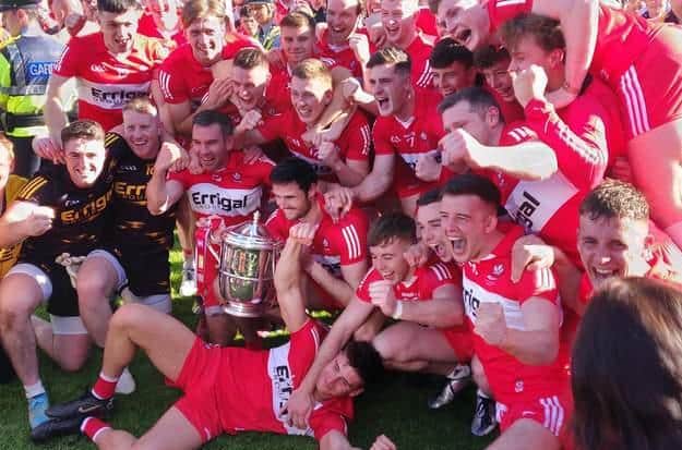 Derry celebrating their first Ulster Final victory since 1998 at the end of last month.