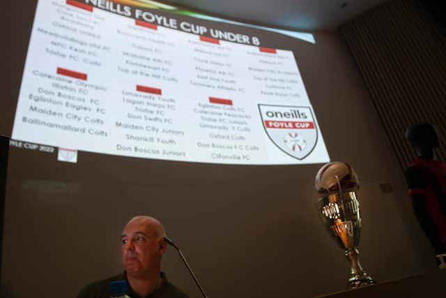 Philip Devlin pictured as the draw for the ONeill's Foyle Cup takes place at Magee University.