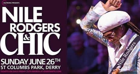 Celtronic have announced that legendary hitmaker Nile Rodgers and his group Chic will return for a gig in Derry this summer. The multi-award winning producer will take to the stage at St Columbs Park on Sunday June 26th.