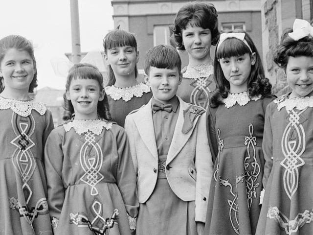 1965... Dancing competition prizewinners, Left to right, Ann Toland, Hilary Kelly, Sibeal Burke, Vincent Taggart, Stella McLaughlin, Marion Given and Sylvia McLaughlin.