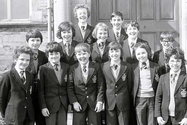 1975... Pupils from St Columb’s College who were first prizewinners in the Irish language competitions.