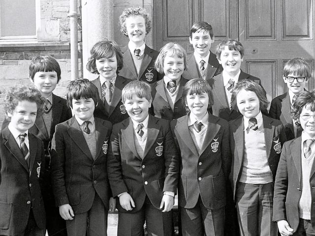 1975... Pupils from St Columb’s College who were first prizewinners in the Irish language competitions.