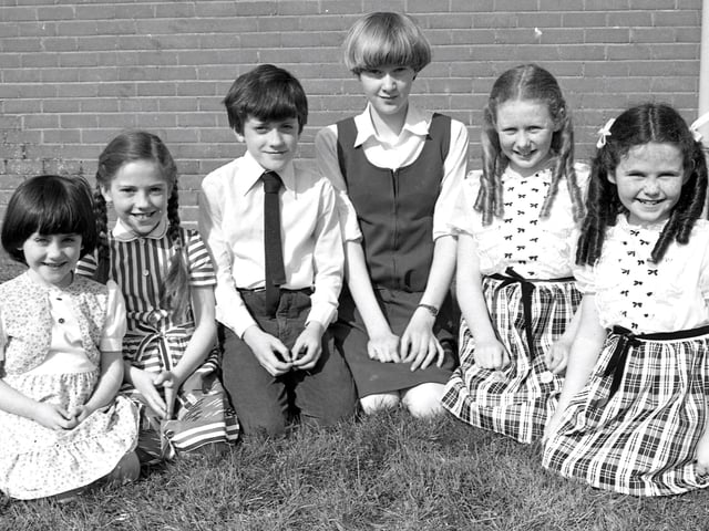 1982... Mairead O’Callaghan (left), first in the recorder (under 7); Roisin O’Callaghan, first in original poetry (under 12); Gary O’Callaghan, first in treble recorder (under 12); Ruth Deehan, first in piano (under 14); Alison Hegarty, first in children’s song (under 12); and Tracy Hegarty, first in children’s song and girls’ poem (under 8).