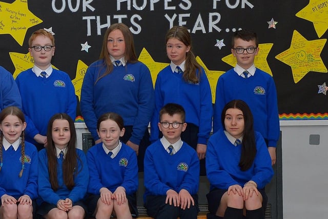 Miss McGinty's P7 class at St Paul's Primary School. DER222GS â€“ 010