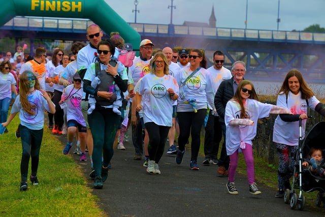 Families at the ARC Fitness Father’s Day 2K Colour Dash on Sunday afternoon last at Destined, Foyle Road. Photograph: George Sweeney.  DER2226GS – 008