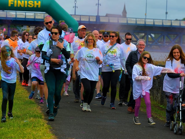 Families at the ARC Fitness Father’s Day 2K Colour Dash on Sunday afternoon last at Destined, Foyle Road. Photograph: George Sweeney. DER2226GS – 008
