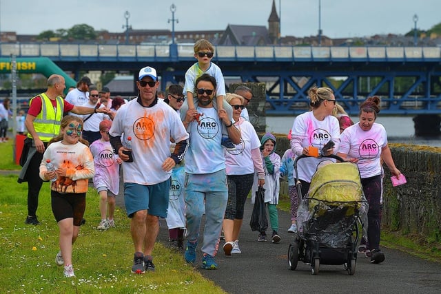 Families at the ARC Fitness Father’s Day 2K Colour Dash on Sunday afternoon last at Destined, Foyle Road. Photograph: George Sweeney.  DER2226GS – 009