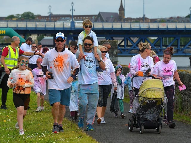 Families at the ARC Fitness Father’s Day 2K Colour Dash on Sunday afternoon last at Destined, Foyle Road. Photograph: George Sweeney. DER2226GS – 009