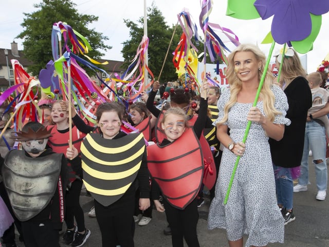 Some of the children making their way on Westway during Fridayâ€TMs parade.