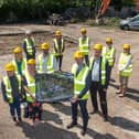 The Mayor Councillor Sandra Duffy visited the former heli-pad site in St. Columb's Park at Browning Drive where work has commenced to break up the site to make way for the transformational Acorn Project.  Included from left are, Jodie Nethery, devity, Shauna Kelpie, Acorn Fund, Simon Doran, DCSDC, Colin Kennedy, DCSDC, Cathy Burns DCSDC, Stephen Finlay, Area Lead - Northern Ireland, Department for Levelling Up, Alan Bogle, DCSDC,  Robert Shearman, The Conservation Volunteers, Emma Barton, DCSDC and Christine Doherty, DCSDC.