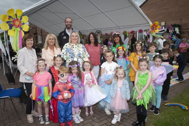 The Mayor of Derry City and Strabane District Council Sandra Duffy pictured at the launch of The Big Lunch at Farland Way last week. On right at back is Margaret Cunningham, event organiser and included is Grainne Robinson, North West Manager, Habinteg Housing Association, Ciara Ferguson, MLA, Mark Durkan, MLA and Councillor Shauna Cusack.