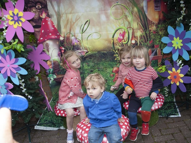 Some of the local children pose for a picture on Wednesday.