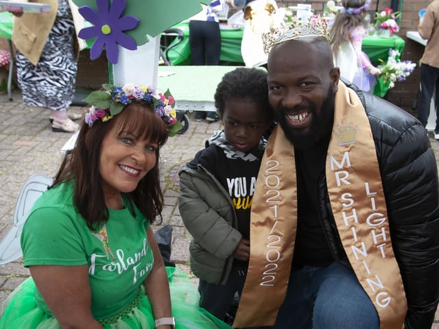 The Big Lunch organiser Margaret Cunningham pictured with King Richard and his son Richie at Wednesdayâ€TMs event.