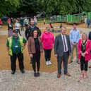 Pictured at the reopening of Eglinton play park, by Derry City and Strabane District Council Mayor, Councillor Sandra Duffy and DAERA Minister Edwin Poots are Gary McMenamin, Park Ranger, Mark H. Durkan MLA, Helen Turton, DCSDC, Noelle Donnell, chair of the Derry and Strabane Rural Partnership, Alan Bogle, DCSDC, Gary Middleton MLA, Debbie Caulfield MBE, Eglinton Community Hall, and Councillor Rachael Ferguson. Picture Martin McKeown. 21.06.22