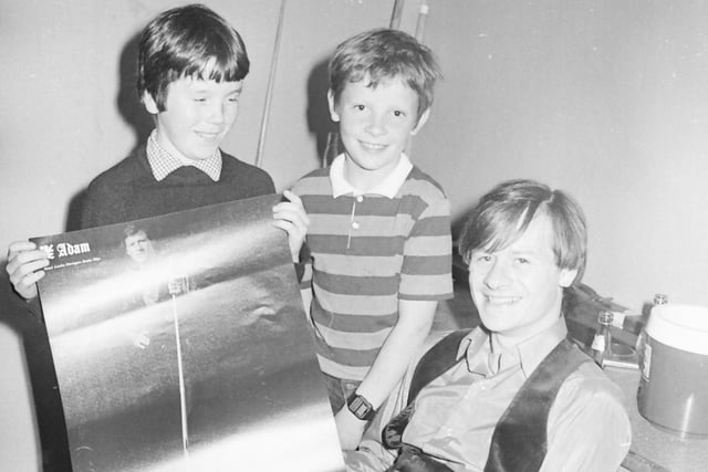 Buncrana boys Conal Dorrian and Peter Kelly meet Alex ‘Hurricane’ Higgins who visited the Lilac Ballroom, Carndonagh, in June 1982, to play an eleven game exhibition match against John Virgo.