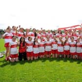 The Derry Under 14 camogie panel with defeated Antrim last Saturday to lift the Ulster Under 14 'A' Championship title in Armagh.