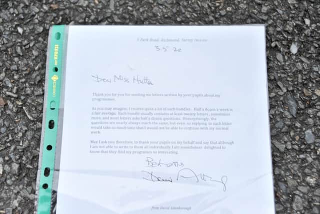 The letter David Attenborough wrote to primary four pupils in Glendermott Primary School.