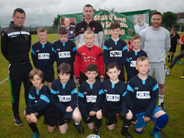 St. John's PS B who took part in the Sean O'Kane Primary Schools Perpetual Cup at St. Joseph's Boys School on Tuesday last.