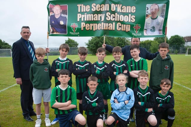 Greenhaw PS who took part in the Sean 'Kane Primary Schools Perpetual Cup at St. Joseph's Boys School on Tuesday last. (Photos: Jim McCafferty Photography)