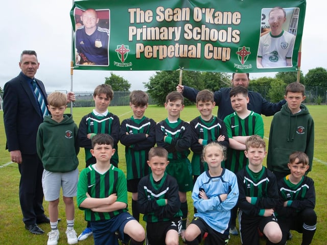 Greenhaw PS who took part in the Sean 'Kane Primary Schools Perpetual Cup at St. Joseph's Boys School on Tuesday last. (Photos: Jim McCafferty Photography)