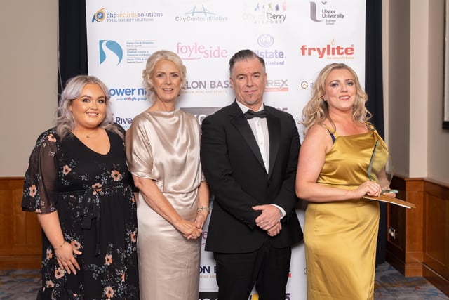 Rachael Eastwood, Grand Central Bar, winner of the North West Pub of the Year, pictured with the award sponsor, Sean Furey of Gravity Architects, Anna Doherty, Londonderry Chamber of Commerce and Ceara Ferguson, City Centre Initiative.