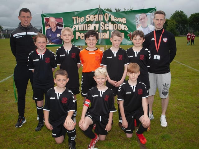 Holy Family PS who took part in the Sean O'Kane Primary Schools Perpetual Cup at St. Joseph's Boys School on Tuesday last.