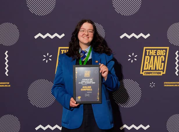 Aisling Campbell from St Mary’s College, Derry, who was awarded with a Place at the 63rd London International Youth Science Forum 2022 at The Big Bang Competition.