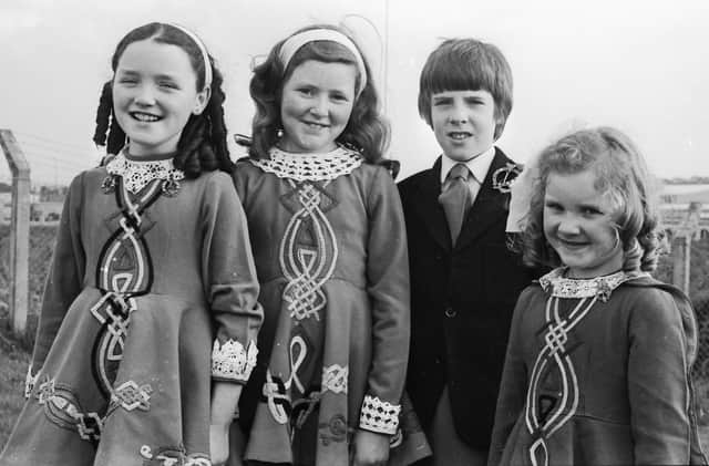 1976... Prizewinners in the dancing competitions. From left are Majella McKeever, Breideen Murray, Colm Colhoun and Martina McIntyre.
